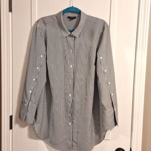 Black and white stripe button down